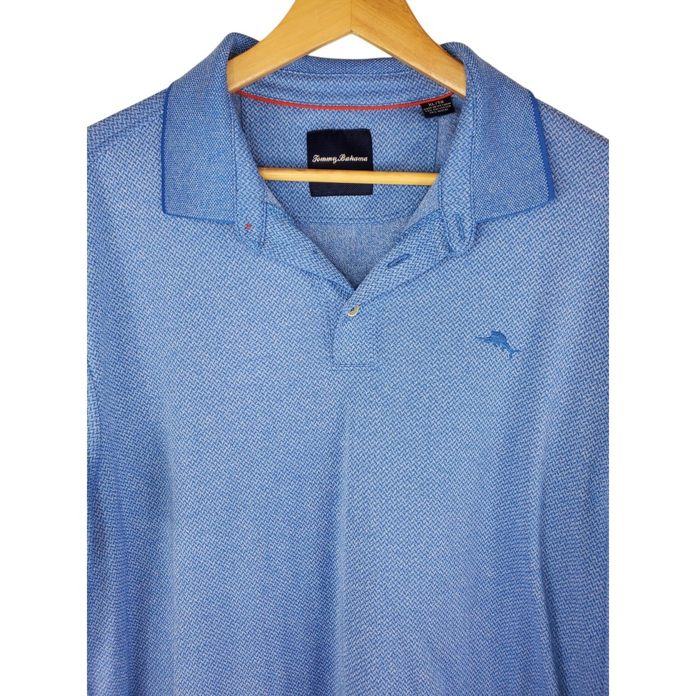 Tommy Bahama Polo Shirt Mens XL Blue Golf Short Sleeve Modal Blend